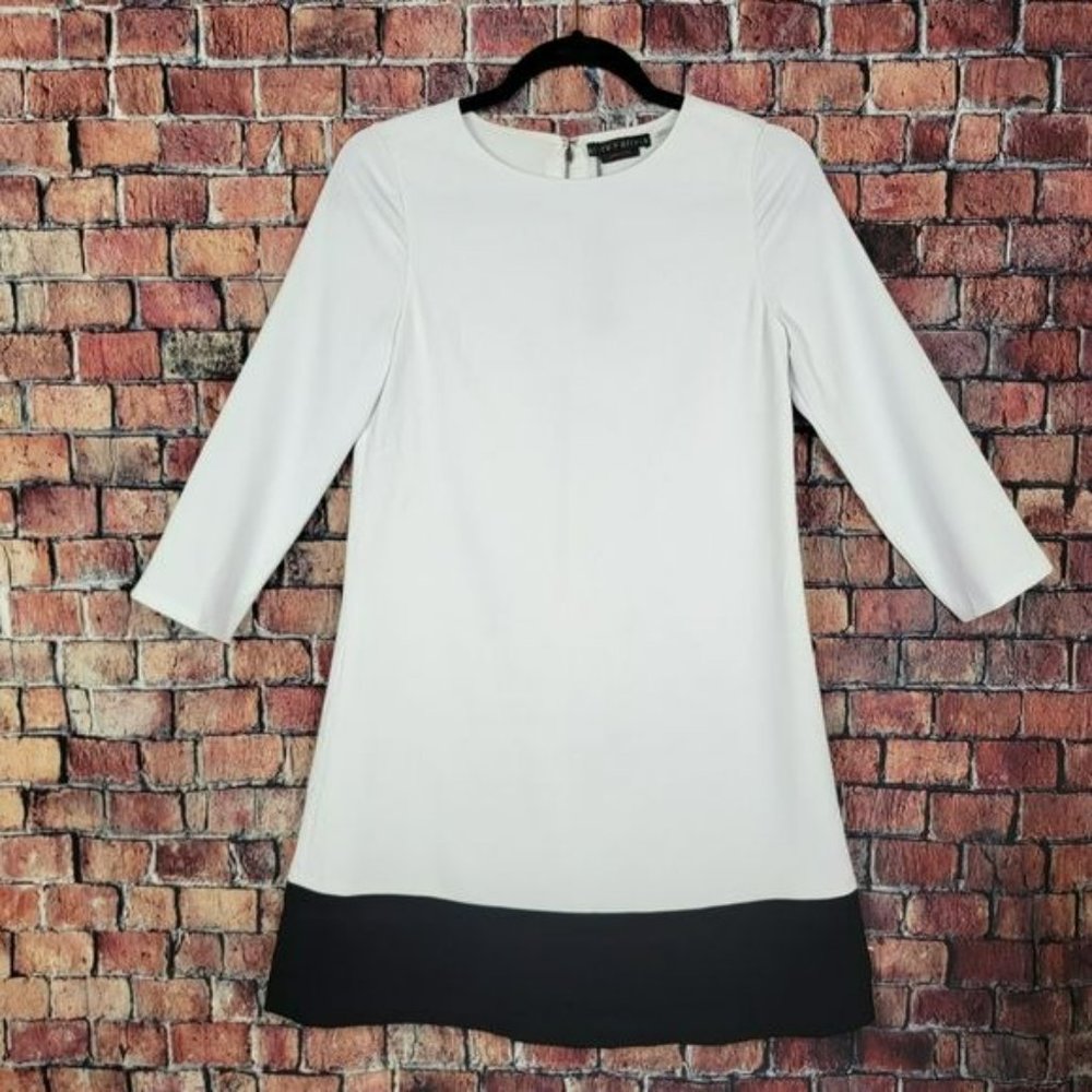 Alice + Olivia White Shift Dress with Black Hem